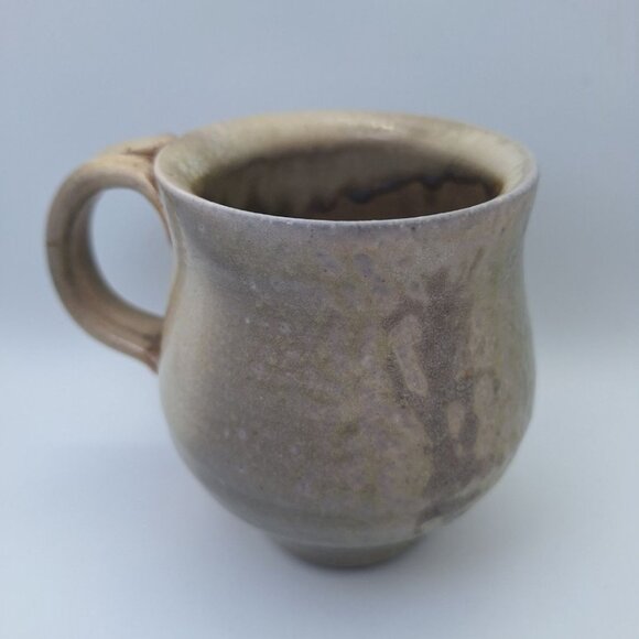 Clay Pottery Tea Coffee Mug Cup Art 4 Inch Brown Earth Handmade Folk Floral - Picture 4 of 8